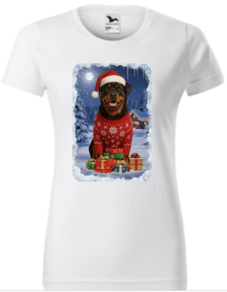 Vánoční tričko s Rotvajlerem dámské0